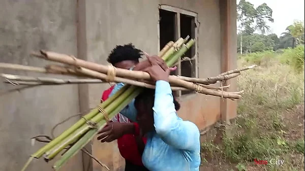 A blind woman went to fetch some firewood in the bush, a village prince came to help her then took her home for a nice fuck